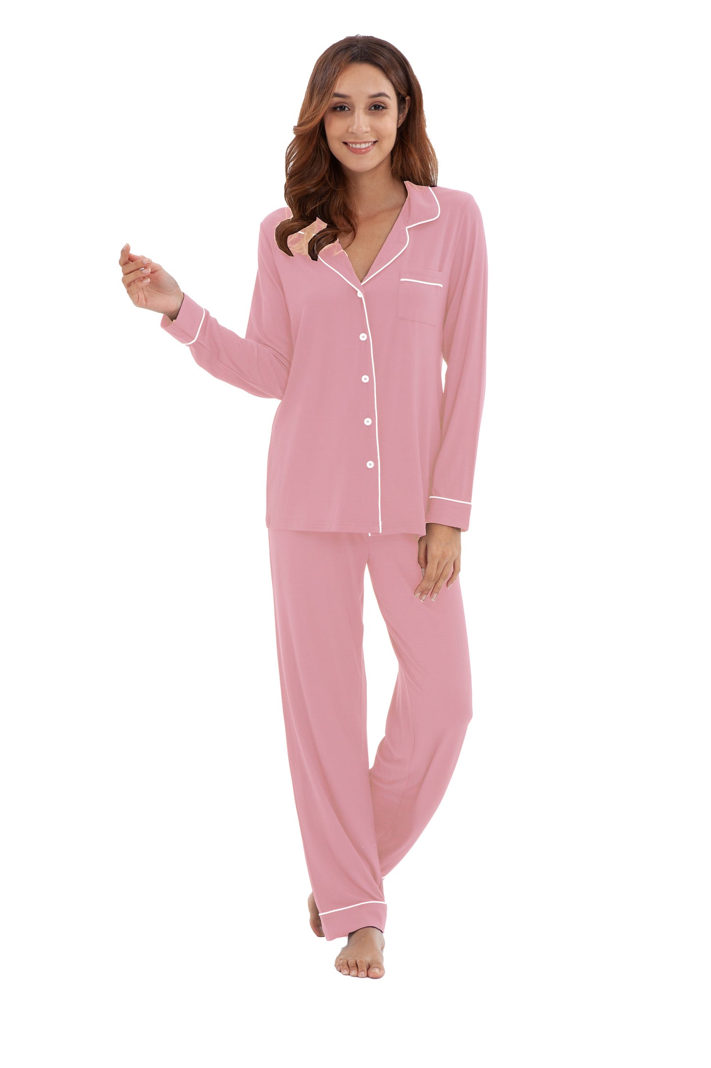 Women's Longsleeve Pajamas Set - Light Pink – ELLY & E
