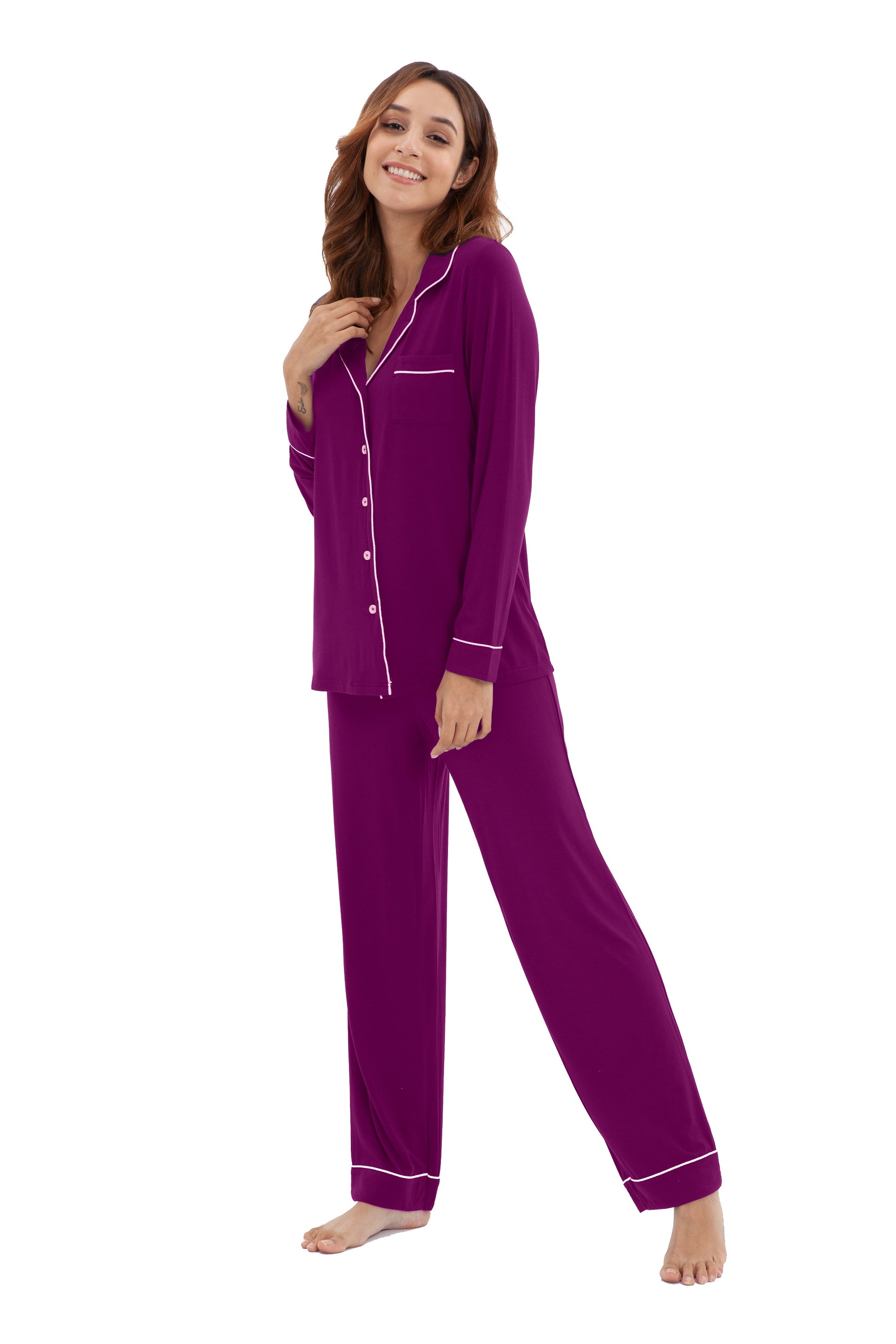 Women's Longsleeve Pajamas Set - Fuchsia – ELLY & E