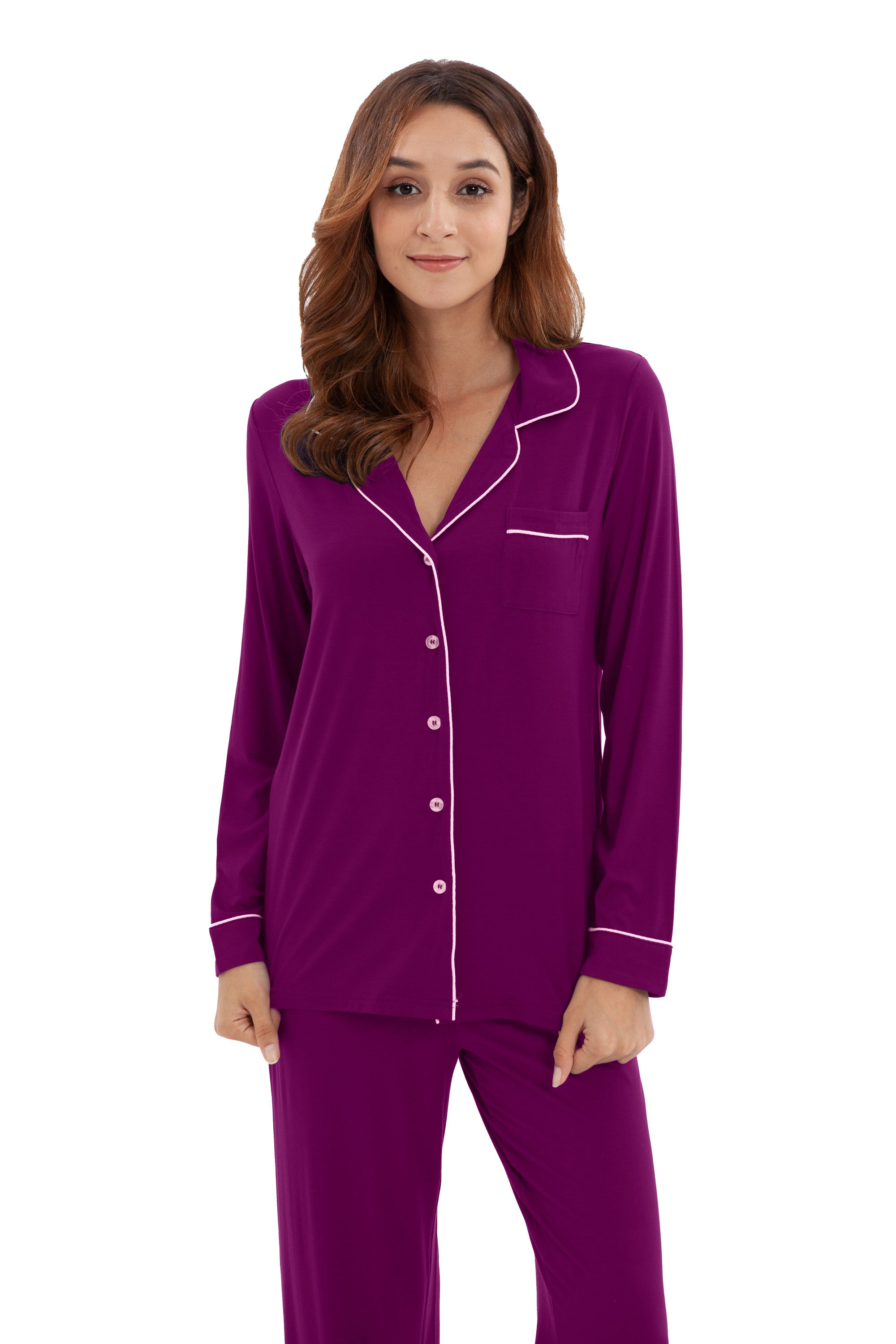 Women s Longsleeve Pajamas Set Fuchsia ELLY E