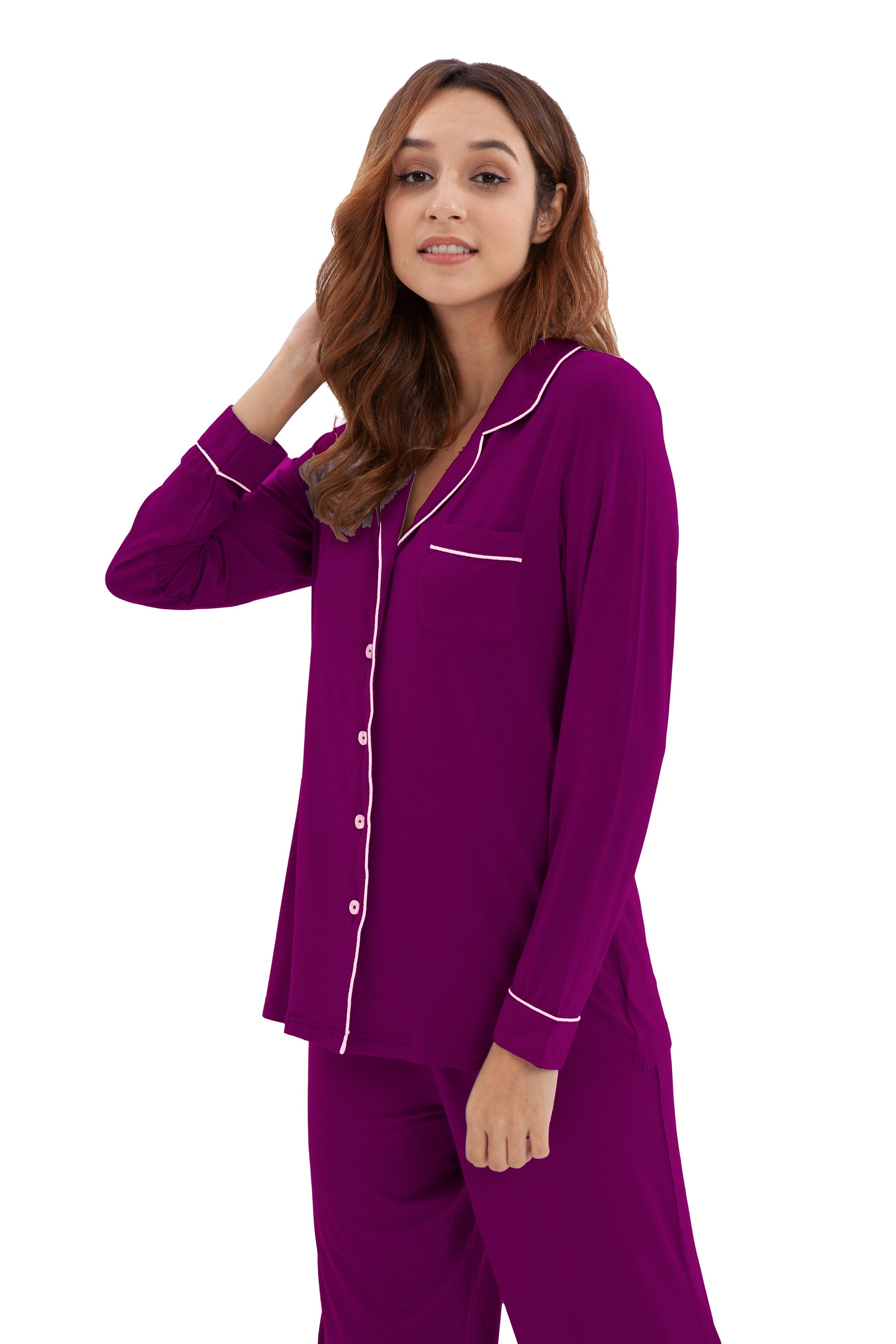 Long sleeve button up best sale pajama set